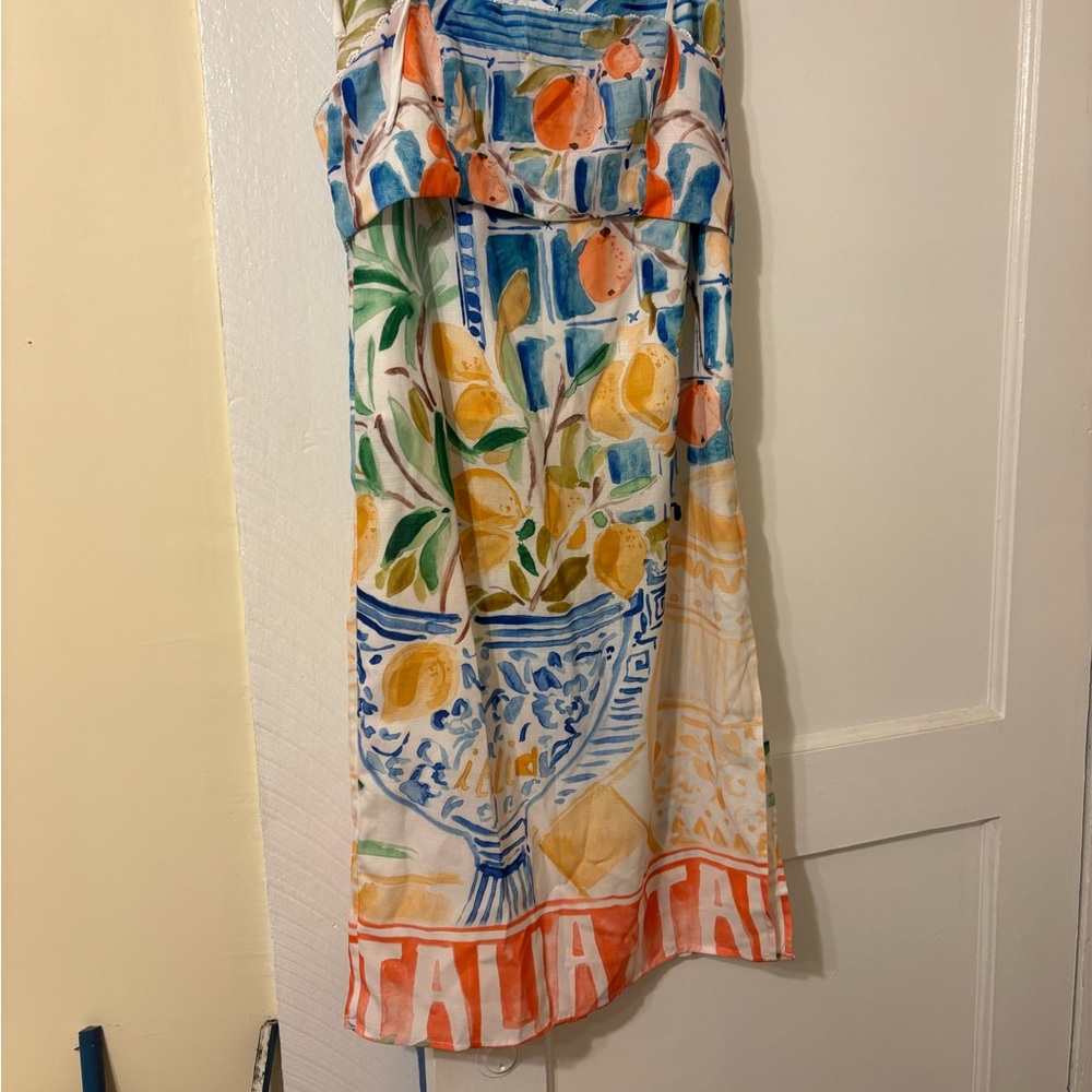 Vibrant Citrus Print Midi Dress - Italia Design Multicolor